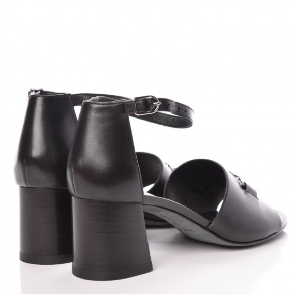 HERMES Viaggio 60 Calfskin Leather Ankle Strap Sandals 35 Black - Picture 2 of 15